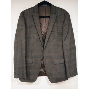 Van Heusen Men's Slim Fit Flex Plaid Blazer Sz L (42R) Brown Gray Classic Jacket